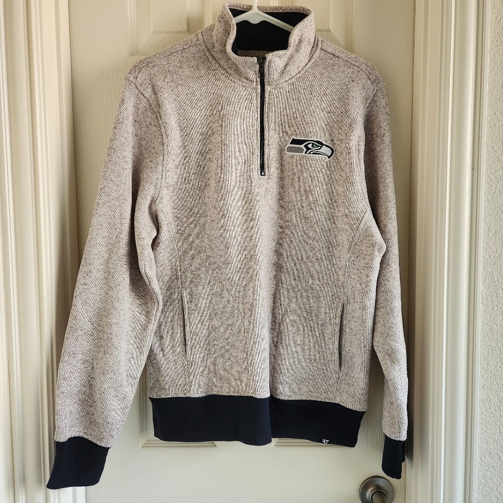 Seattle Seahawks NFL Football Lined 1/4 Zip‎ Sweatshirt Mens Small